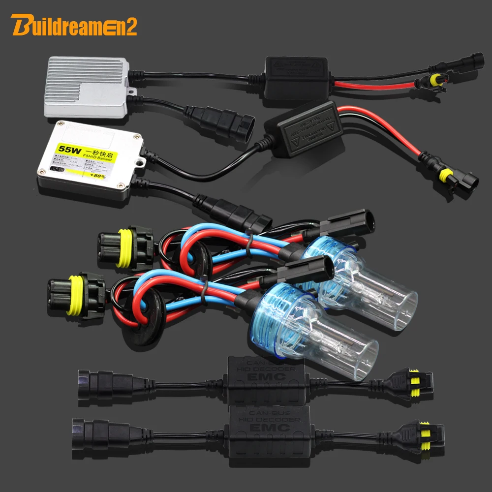 Buildreamen2 9005 HB3 H10 55W No Error HID Xenon Kit Anti Flicker AC