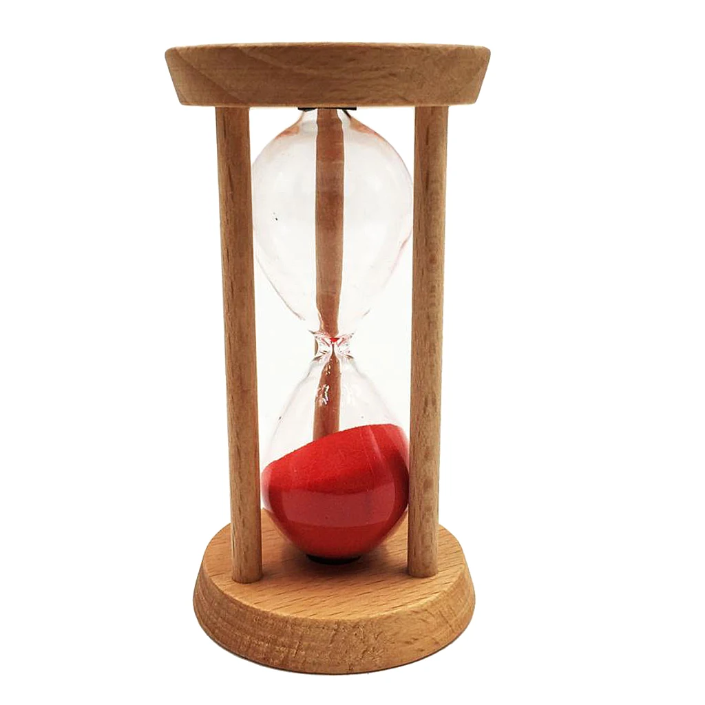 10 Minutes Wooden Frame Red Sand Egg Timer Hourglass Kitchen Cooking Timer Living Room Office Desk Decration 