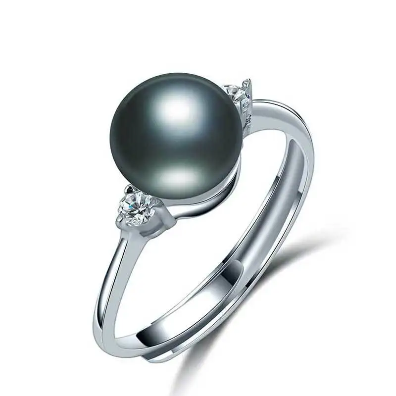 HENGSHENG Мода изделия класса люкс красивые жемчужное кольцо с пресноводным жемчугом кольцо для bijoux Женские винтажные CC Ювелирные изделия подарок - Цвет основного камня: black pearl
