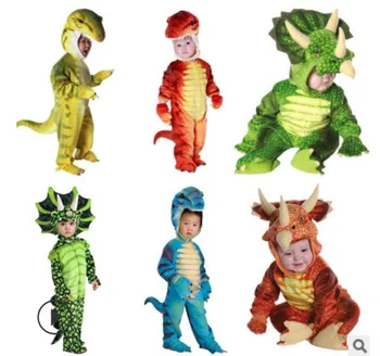 

New Triceratops Costume Boys Kid T-Rex Cos Dinosaur Jumpsuit + Headgear Set Halloween Christmas Party costumes for Children