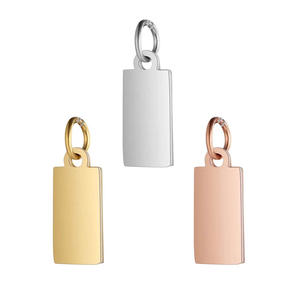 

5pcs/lot 100% Stainless Steel Mirror Polished 14mm Oblong Tag Charm Pendant for Bracelet Necklace Jewelry Making Tag