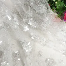 100*125 см абрикосовое шампанское блесток ткань цветок из кружевной сетчатой ткани для платья Одежда для выступлений