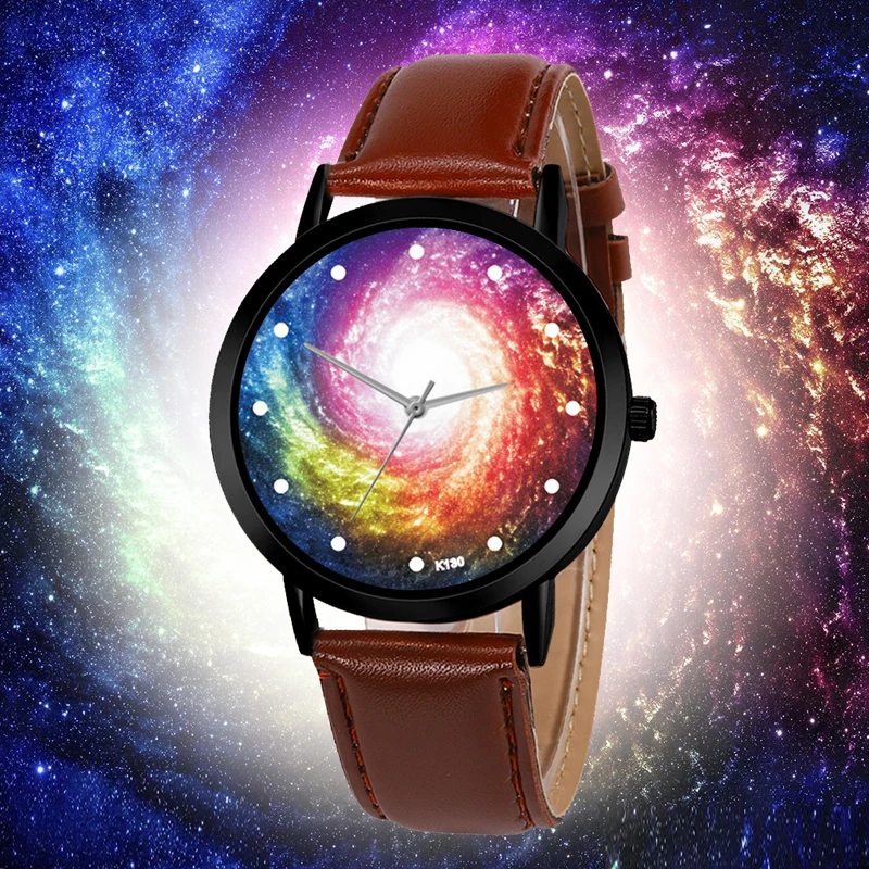 

Gorgeous Leather Strap Astronomy Planets Casual Quartz Space System Watch Unisex Classy Creative Analog Watches Relogio Feminino