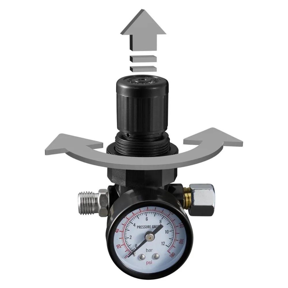 Mini 1/4 Thread 180PSI/12Bar Air Pressure Reducing Regulator Air Source Treatment Unit With Pressure Gauge Easy Installation