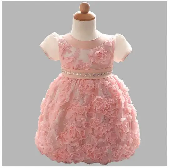 Baby Girls Formal Dresses 2017 Summer Lace Flowers Newborn Gown Infant