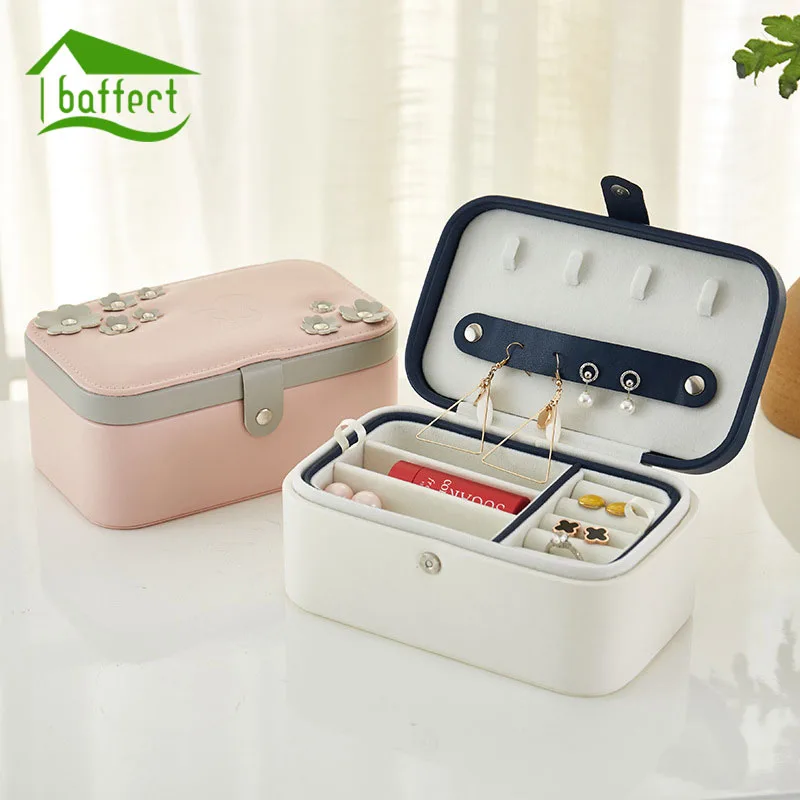 

New Four-leaf Lucky Clover Pattern Storage Box Jewelry Container Case Handmade DIY Portable Jewelry Display Organizer For Gift