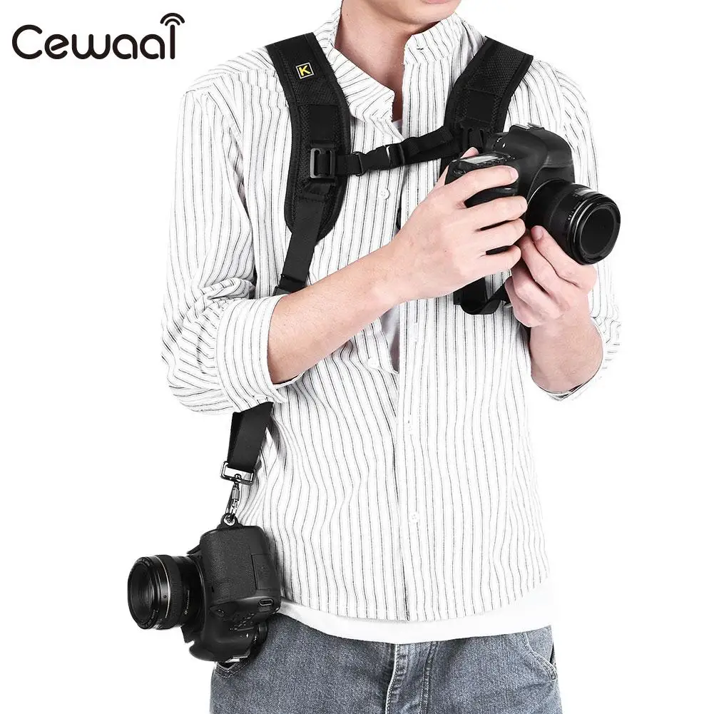 Quick Rapid Pro Dual Shoulder Strap For Two DSLR Digital Cameras Black