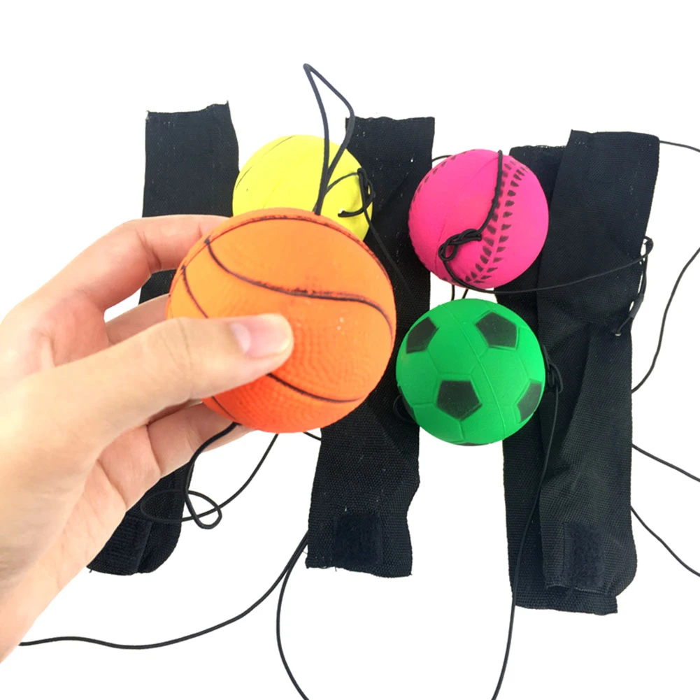 15 Pieces Wrist Return Ball Rubber Sport Ball with Wrist Strap and String Rebound Bouncy Balls Wrist Rebound Toy on Elastic String Ball Wrist Toy for Children Adults Wrist Exercise Play Multi Color 