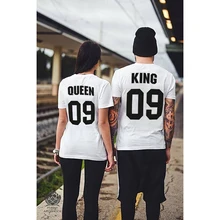 2019 New KING QUEEN 09 Couple Set Short Sleeve T-Shirt Letter Print Lovers Tee Shirt Queen King Couple short-sleeved G0704 letter print matching couple tee
