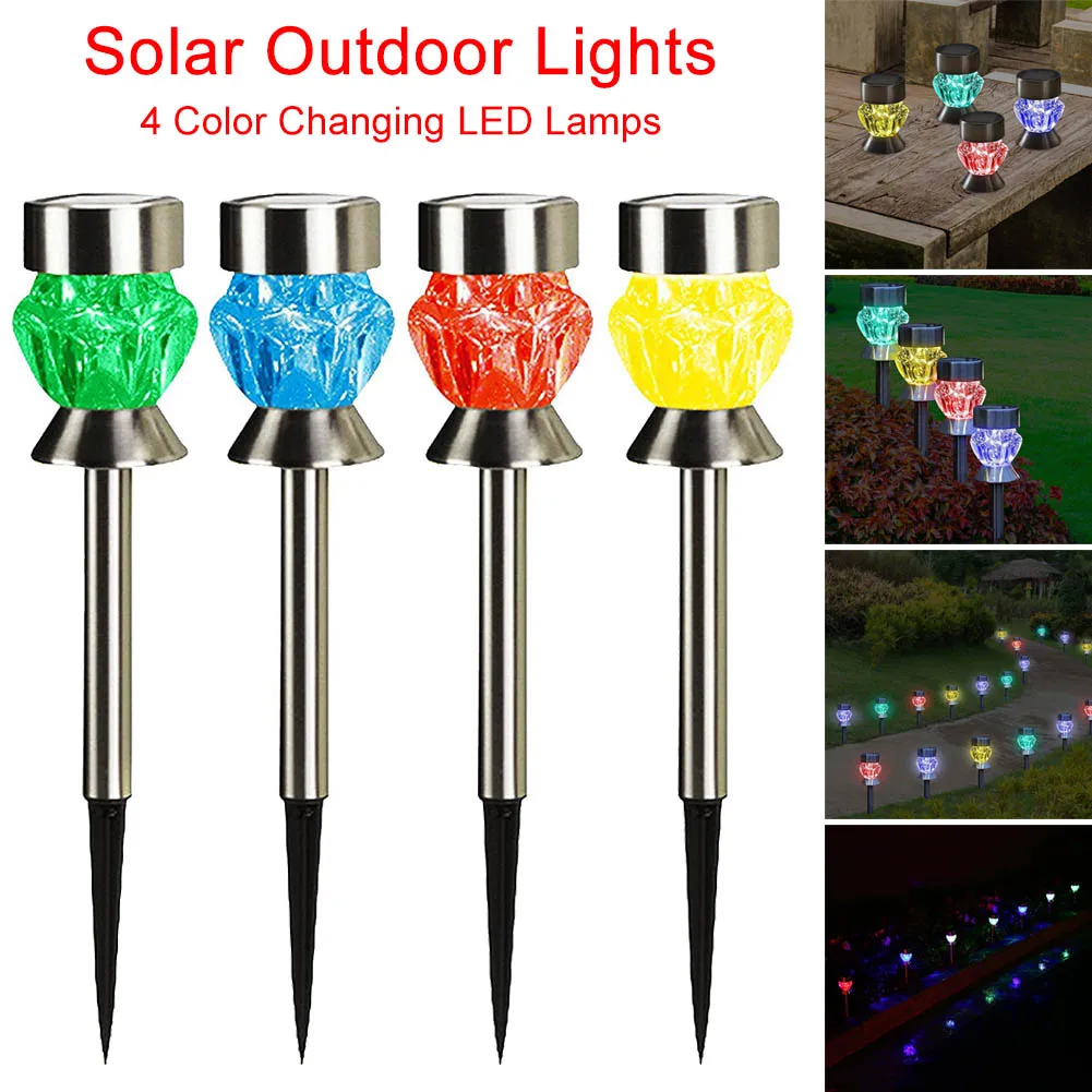 

4pcs Outdoor Solar Lights LED Lamps for Landscape Lighting Garden Pathway Patio Walkway Yard CLH@8