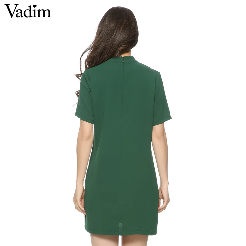 Женское сексуальное платье с v-образным вырезом, мини-платья с коротким рукавом, однотонное, черное, зеленое, Дамское летнее повседневное уличное платье QZ2628