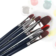 6 шт./компл. голубыми масляными красками ручка разных Размеры журнала Медь Трубки Нейлоновые Волосы Кисти для живописи маслом Набор для акварельной акриловое волокно для рисования