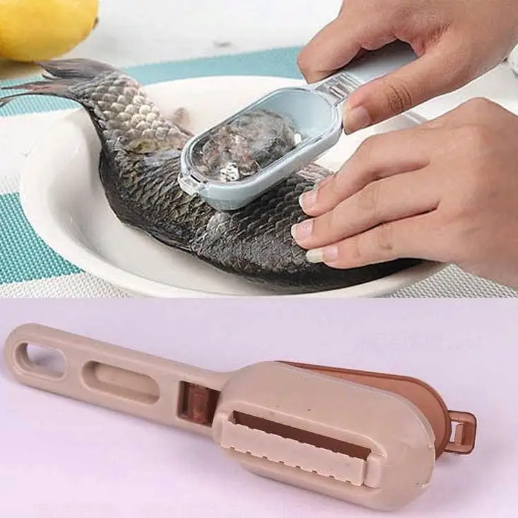 

Fish Skin Brush Scraping Fishing Scale Brush Graters Fast Remove Fish knife Cleaning Peeler Scaler Scraper (Color: Random)