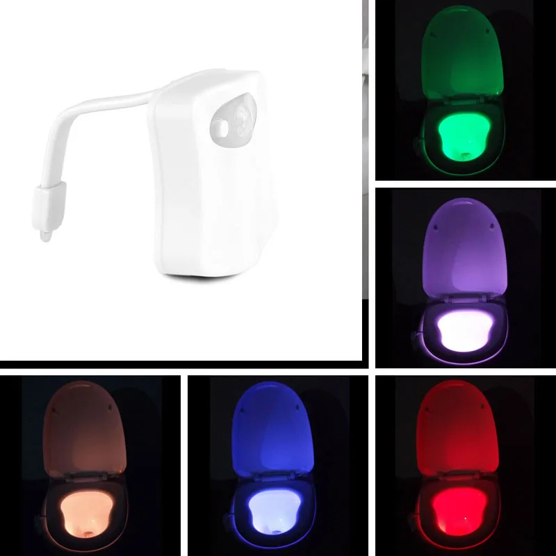 LemonBest 8 Colors LED Motion Sensor Automatic Toilet Night Light