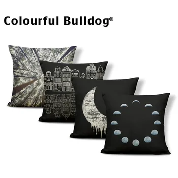 

Building Landscape Cushion Cover House Pillow Case Rustic Country Couch Decorations Dakimakura Plant 17X17Cm Polyester Painted
