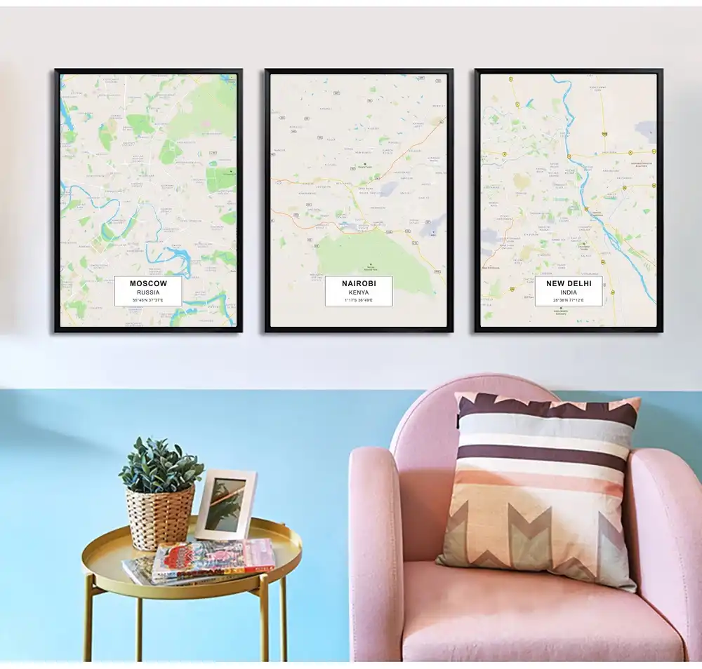 Poster Sobre Lienzo Con Diseno De Mosca Nairobi Nueva Delhi