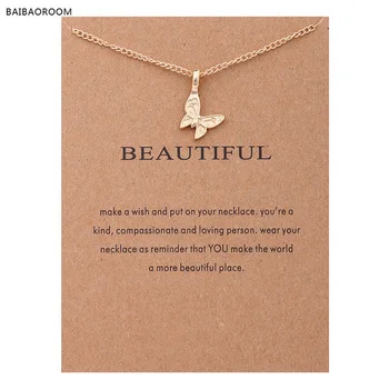 Fashion Reminders Beautiful Enchanted Butterfly Gold Plated Charm Maxi Necklace Women