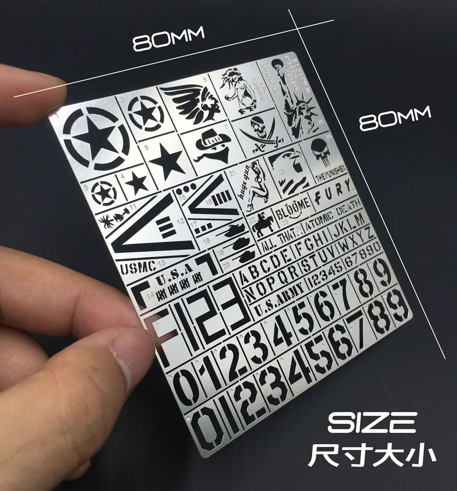 1/35 Scale US Tank Armed Vehicle General Use Stainless Steel Stenciling Template Leakage Spray Plate Model Building Tools AJ0018
