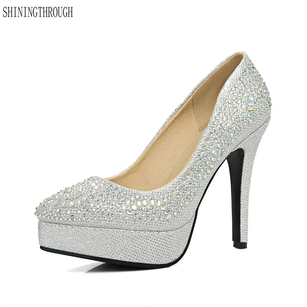 silver rhinestone heels