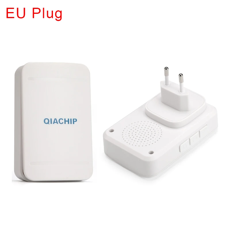 QIACHIP автономным питанием Беспроводной звонок не Батарея Водонепроницаемый 150 м Диапазон кнопка двери кольцо перезвон для с подсветкой ЕС США Plug - Цвет: EU Plug