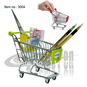 

Unique Pen Holder Fancy Design Mini Shopping Trolley for Desk Storage Pen Holder Stainless Steel Mini Fantastic Cart Stationery