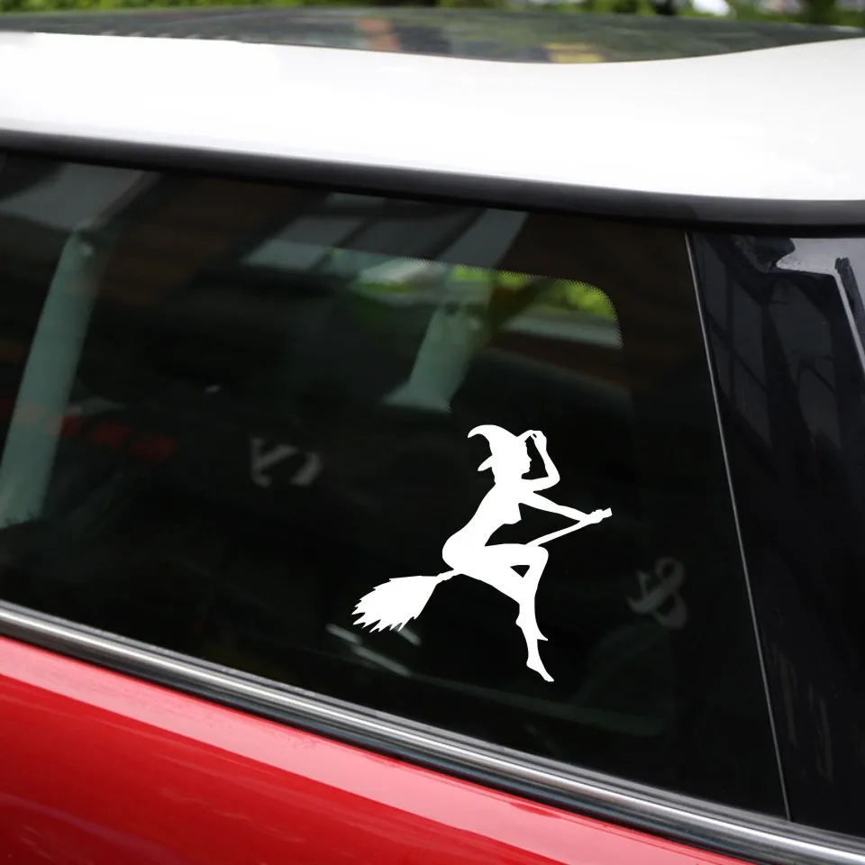Cunymagos FUNNY SEXY WITCH LADY GIR Sexy Witch Lady Car Stickers Decal Car Stickers Black  Argen 12CM  11CM  (6)