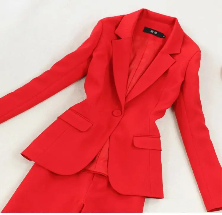 New Blue Red Pant Suits Fashion Blazer Suits Womens Suit Jacket Wide Leg  Pants Two Sets Business Professional Suit Trousers From Alluring, $144.05