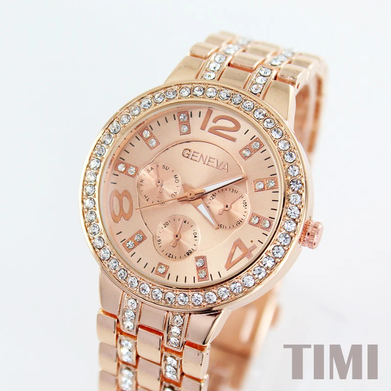 

2017 Luxurious Crystal Fashion Ladies Watch Women Watch Gift Watches Rose Glod C1227
