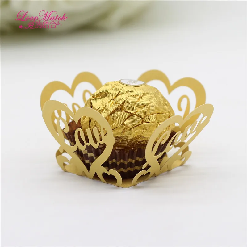 golden 50 шт. любовь лазерная резка коробка для конфет бар вечерние сувениры Шоколадный Бар торт аксессуары Свадебные Сувениры Коробка для шоколада вечерние украшения - Цвет: golden