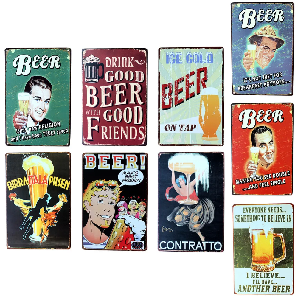 

Wall Poster 20*30CM Metal Stickers Tin Sign Pub Club Gallery Poster tips Vintage Plaque Decor Plate New Kinds of Beer Theme