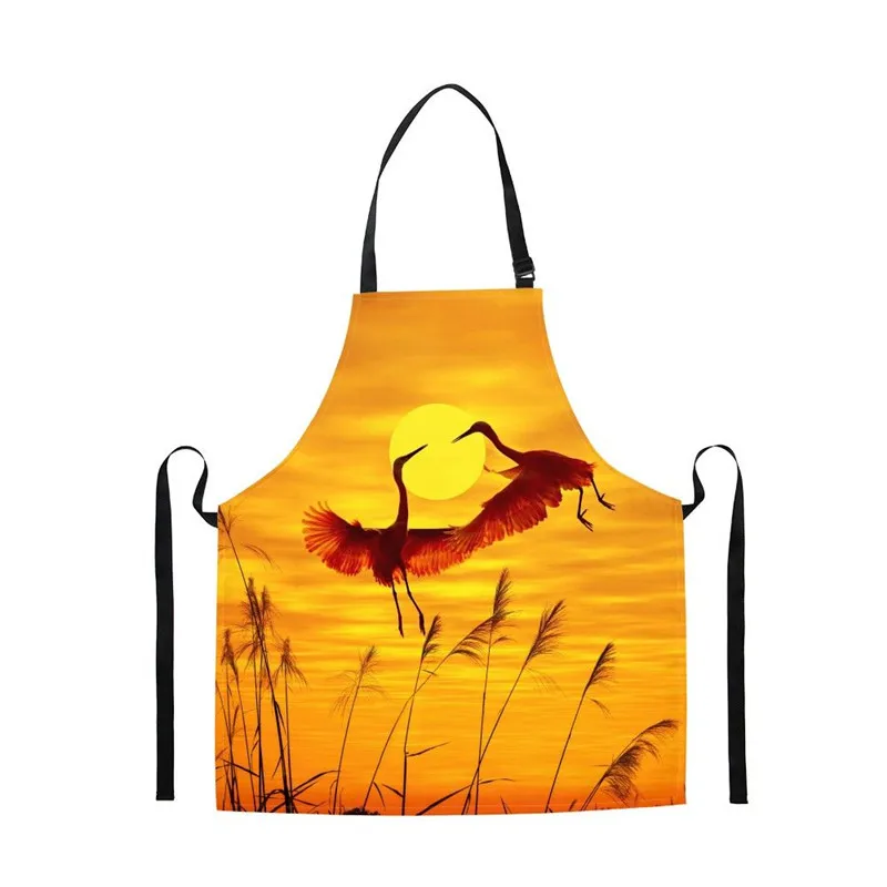 

Waterproof Apron Cool Animal Crane Horse 3D Printing Kitchen Apron Male Female Chef Cooking BBQ Apron Adjustable Neck Strap Bib
