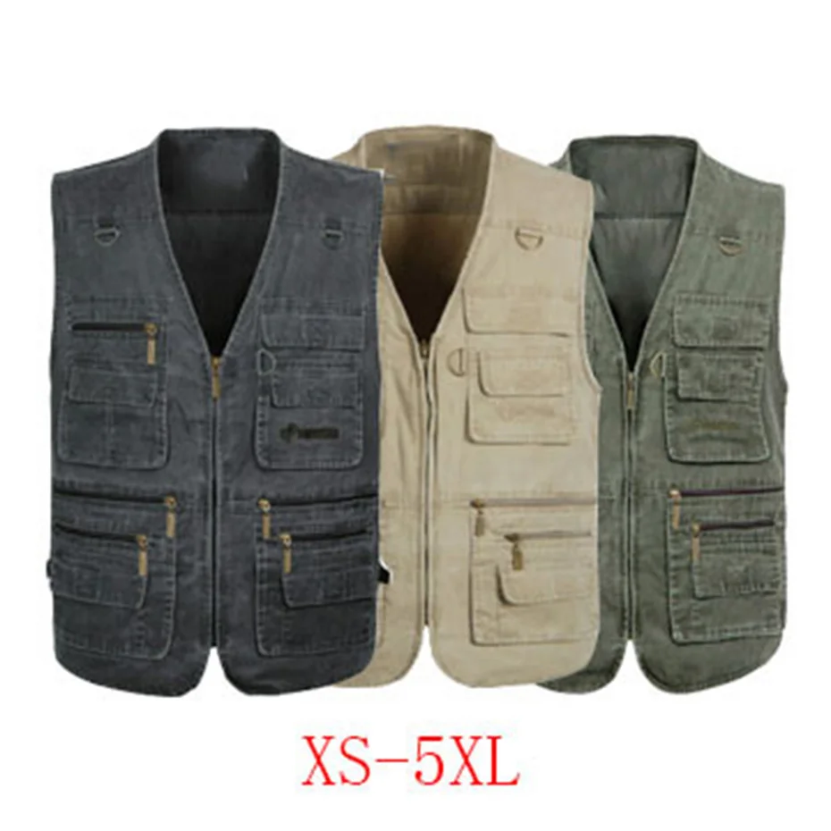 

ZOGAA Men Baggy Jacket Tactical Vest Men Multi-pockets Photography Cameraman Vest Plus Size 6XL 7XL Men Casual Reporter Vest