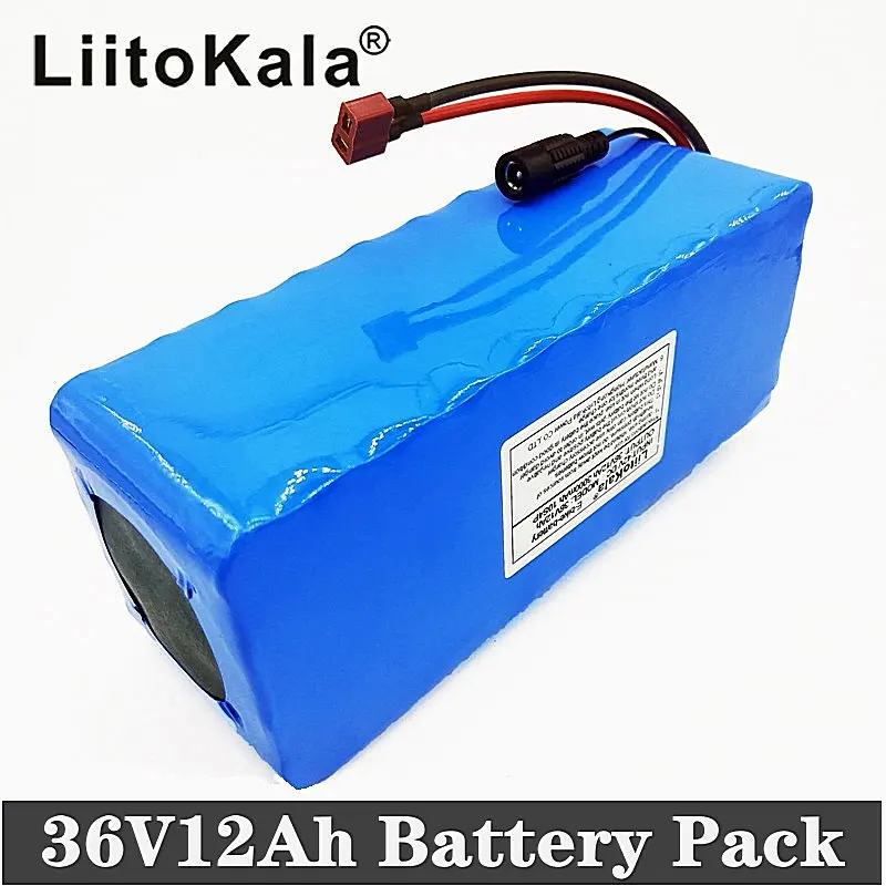 LiitoKala 36V12AH батарейный блок, 20A 500 W, Встроенный BMS для электрического велосипеда 10S4P, аккумулятор 18650, энергосберегающая батарея