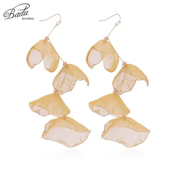 

Badu Long Flower Dangle Drop Earrings for Women Irregular Shape Golden Hook Earring Bohemian Jewelry for Christmas Wholesale
