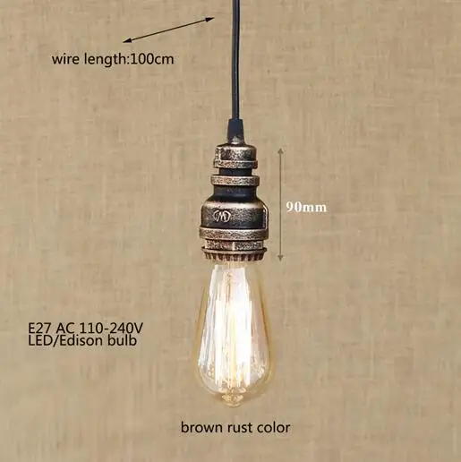 Лофт промышленный Железный водопровод паровой панк Винтажный подвесной светильник шнур E27 светодиодные подвесные светильники для спальни бара ресторана кухни - Цвет корпуса: brown rust color