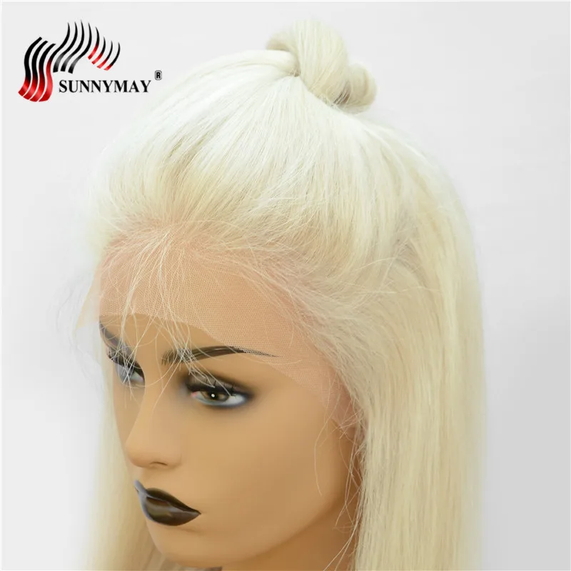 Индийские девственные волосы блонд#60 цвет полностью кружевные человеческие волосы парики шелковые прямые волосы предварительно выщипанные с детскими волосами естественная линия волос