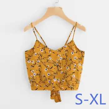 

JAYCOSIN Crop Top Camisole Fashion V Neck Tank Top Women Sleeveless Floral Print Vest Female Tops Women Clothes топ женский