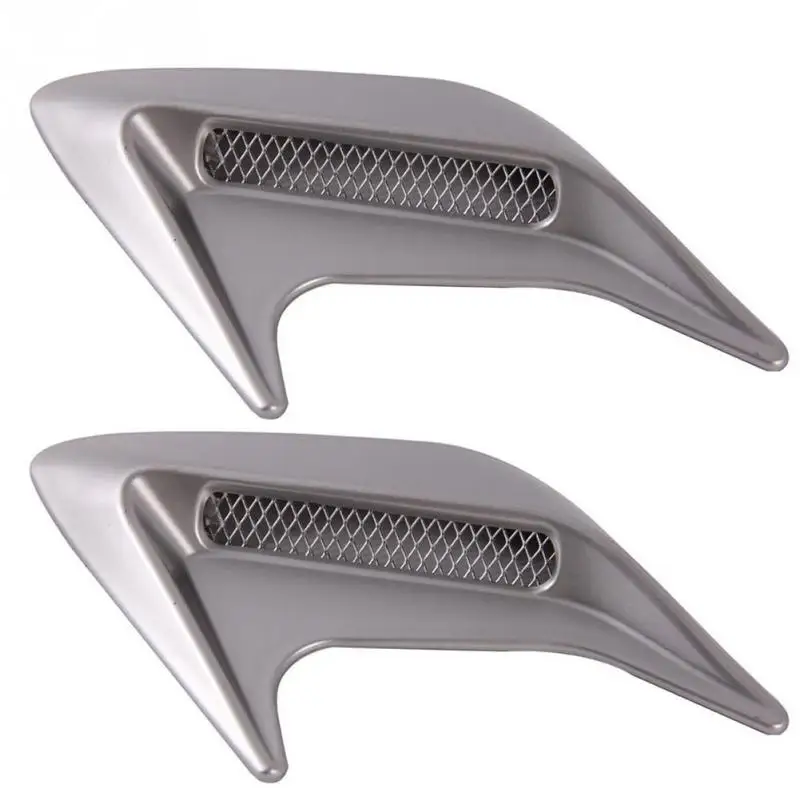 

2PC DIY Car Auto Decorative Side Vent Air Flow Fender Intake Stickers Silver