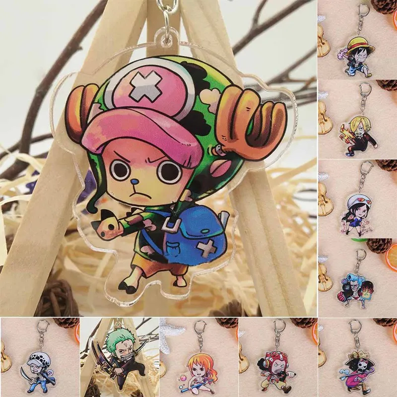 Set of 3 One Piece Anime Acrylic Keychain Franky Tony Chopper Usopp v3