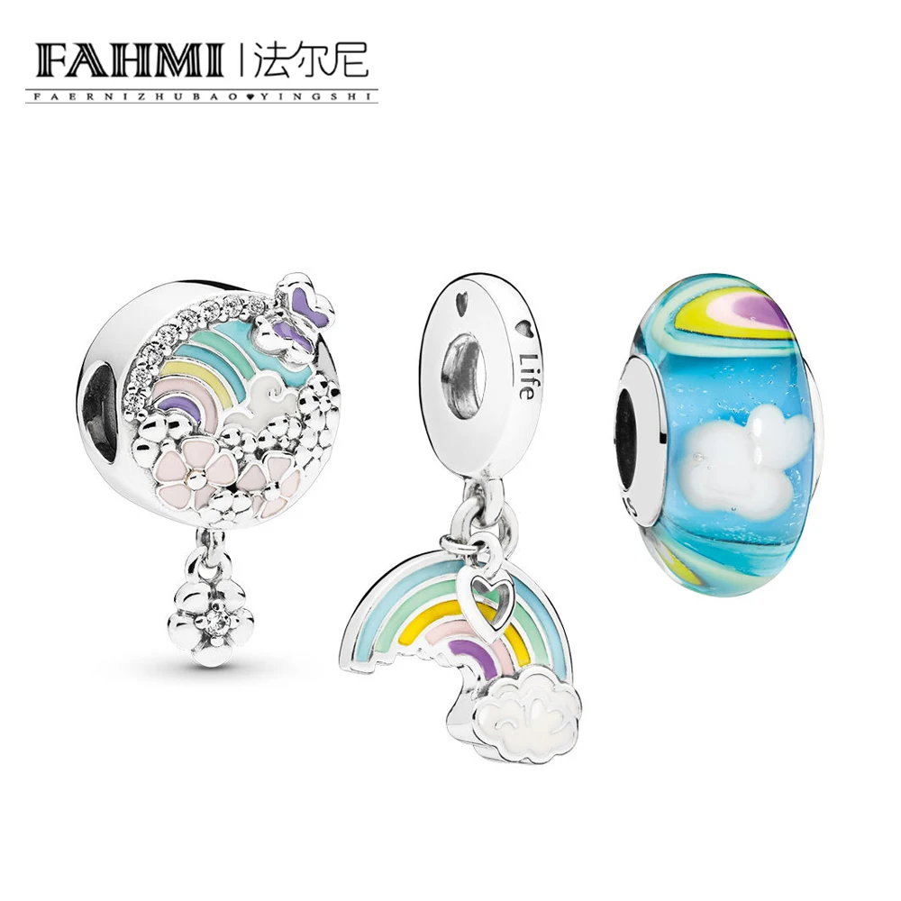 

FAHMI 100% 925 Sterling Silver New 2019 Spring Flower Colour Story Charm RAU0592 Over The Rainbow Charm Pack Beaded Gift Set