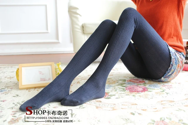 Autumn and winter thick wool tights Siamese Twist cotton tights step foot tights  pantyhose bottoming tights - AliExpress