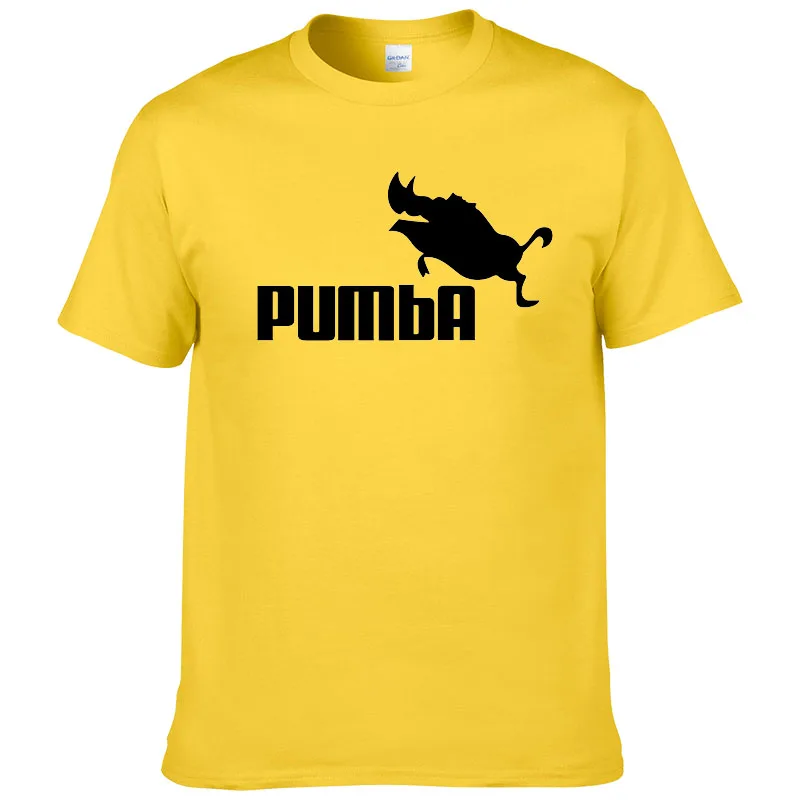 Европейский размер бренд PUMBA(Пумба) лев футболка King Футболки-топы из хлопка для мужчин с коротким рукавом для маленьких мальчиков повседневное крутая футболка homme Футболка модная футболка#062 - Цвет: yellow