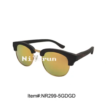 

hot selling mirror gold wood metal sunglasses