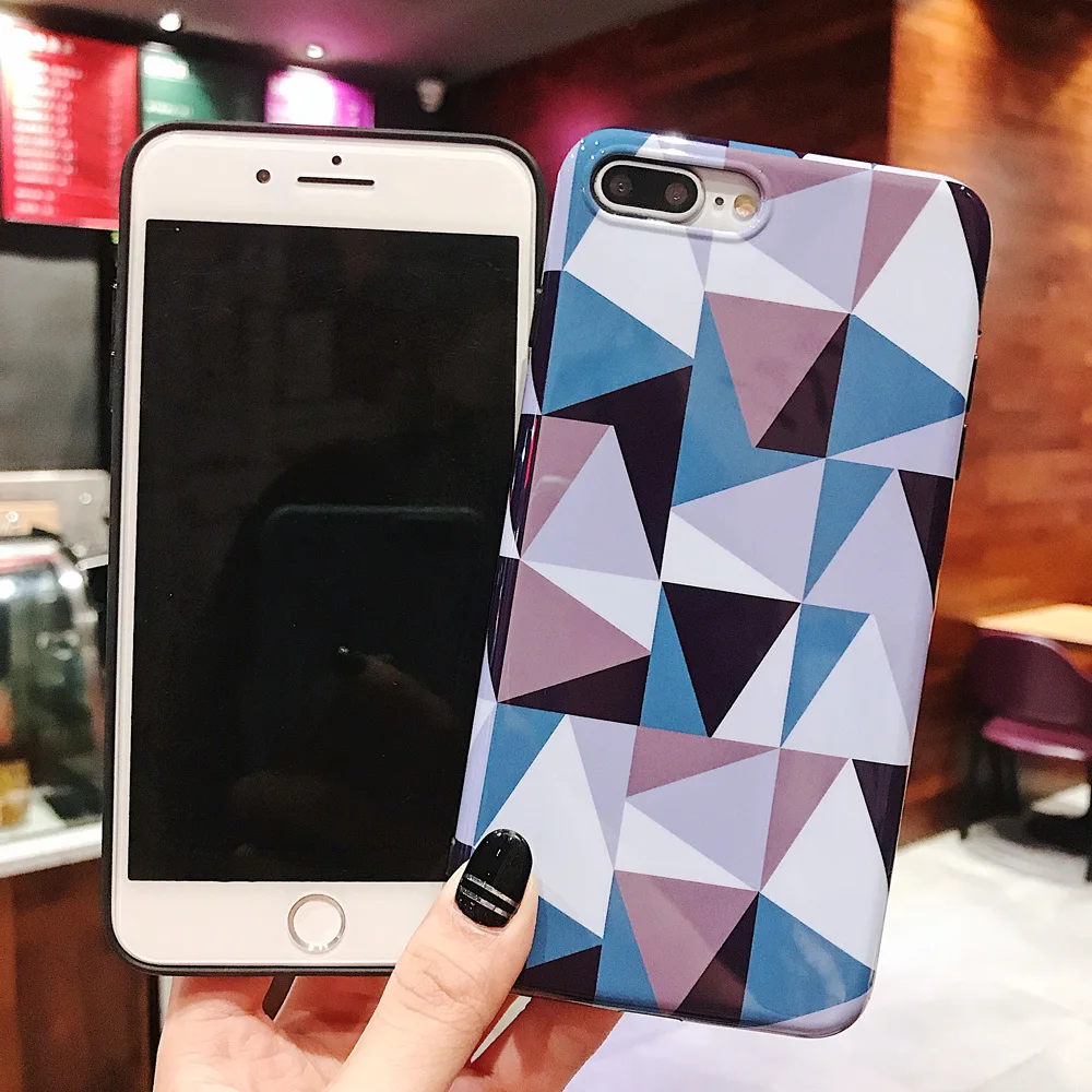 Бесплатная доставка геометрический клетчатый чехол для iPhone XR XS Max X 8 7 Plus 6 S Мягкий