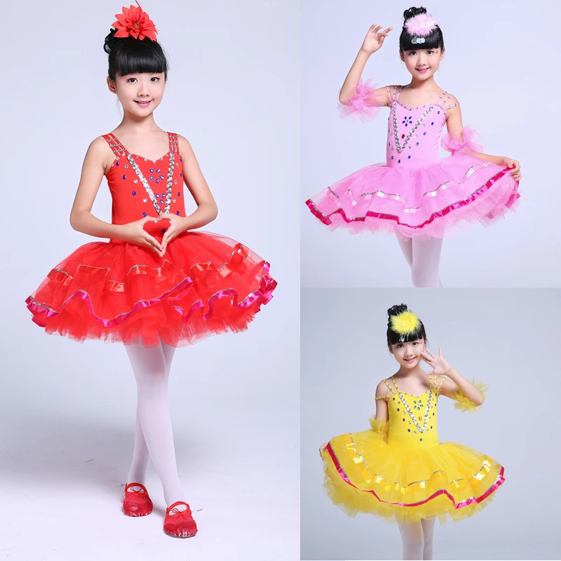 Kids Sequin Ballet Tutu Dress Princess Suit Children Dancing Costume Vestidos Children's Day B-6446 | Тематическая одежда и
