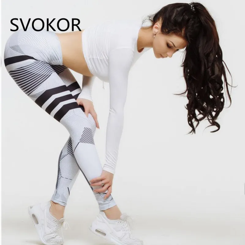 SVOKOR женские леггинсы с принтом, для фитнеса, полиэстер, v-образный ...