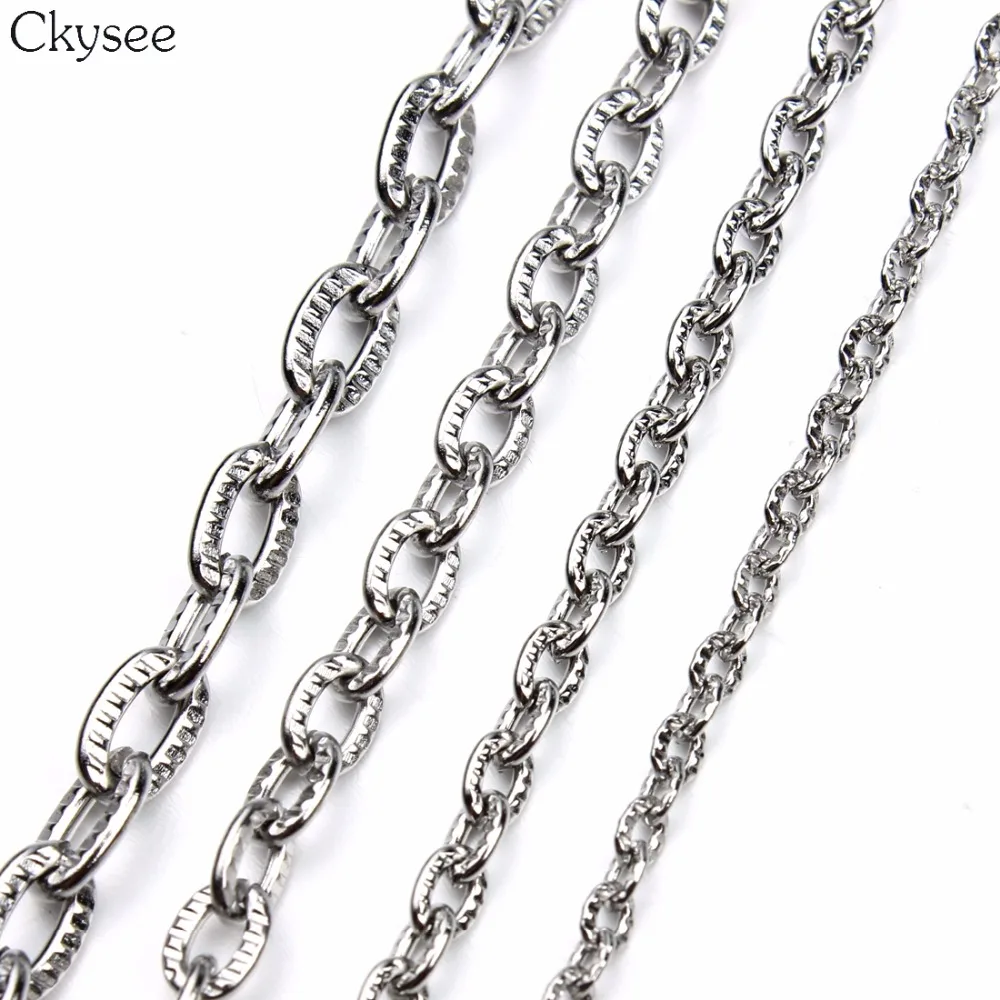 

Ckysee 5meter/lot Stainless Steel Open Link Chain For Jewelry Diy Silver Color Metal Tone Bracelet Chains Necklace Findings