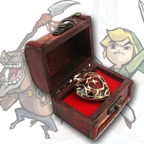

Anime Game Heart Container Necklace Keychain Pendant in wooden box Cosplay Otaku Gifts