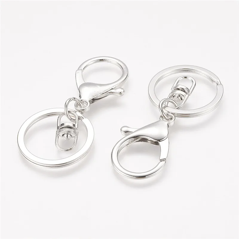 100pcs Iron Alloy Lobster Claw Clasp Hook Keychain Split Keyring