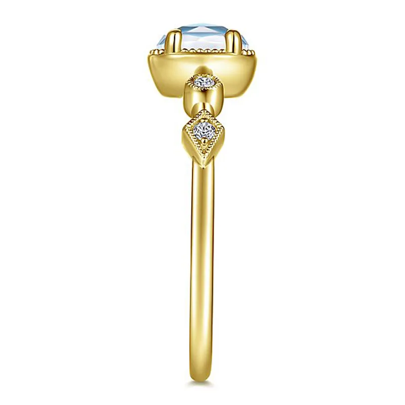 Elegant Gold Color Ring Chic Oval Blue Scrub Main Stone Rings For Women OL Daily Wear Cocktail Anel Mujer Fashion Jewelry B1441 (3)